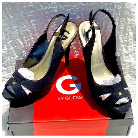 Guess NWB “Cathy” Platform Stiletto Heels Almond Peep Toe Slingback Shoes - Picture 8 of 16